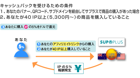 1.お友達が、あなたのピンナンバーを添えてご注文していること。2.お友達が、40IP以上ご購入していること